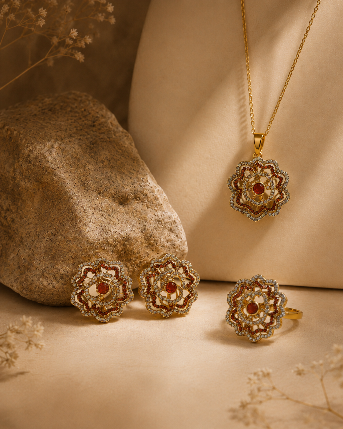 Elowyn Gold-Plated Pakistani Locket Set