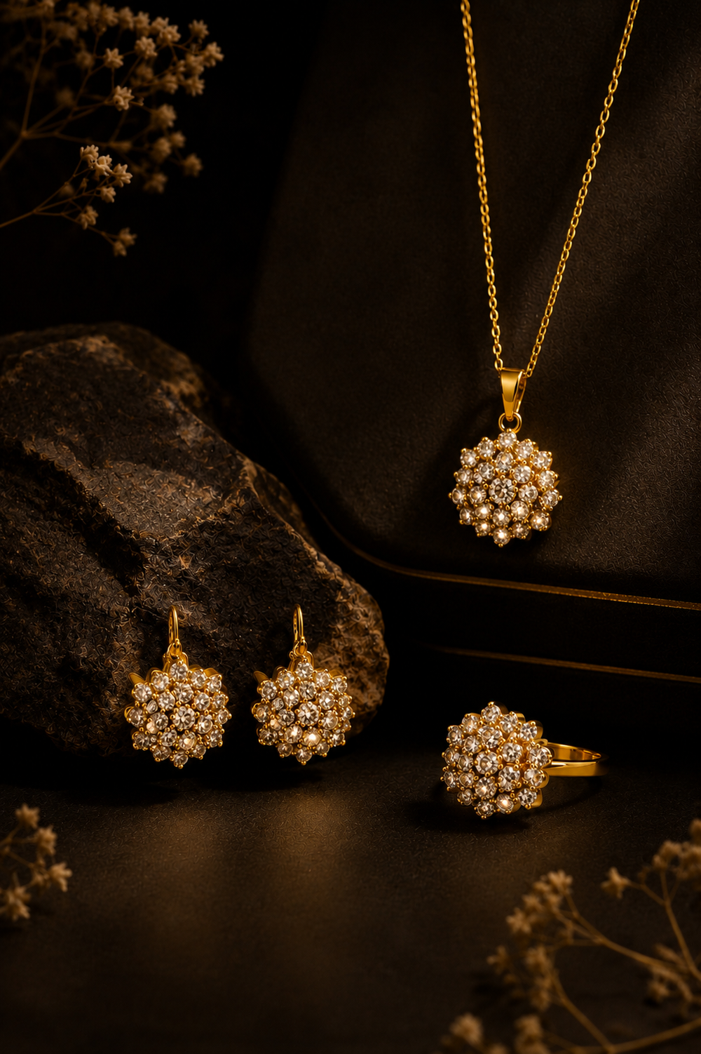Willow Gold-Plated Pakistani Locket Set – White