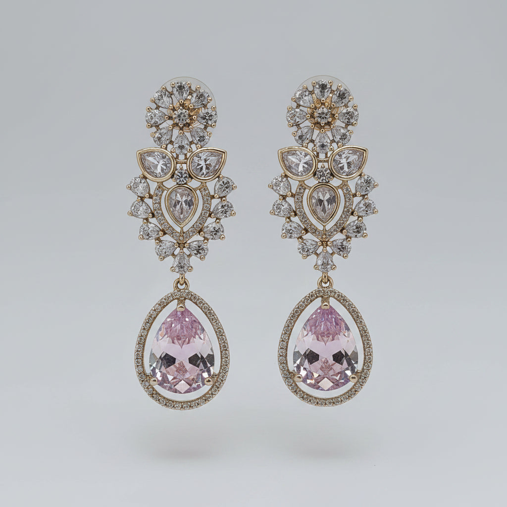 Coral American Diamond Earrings