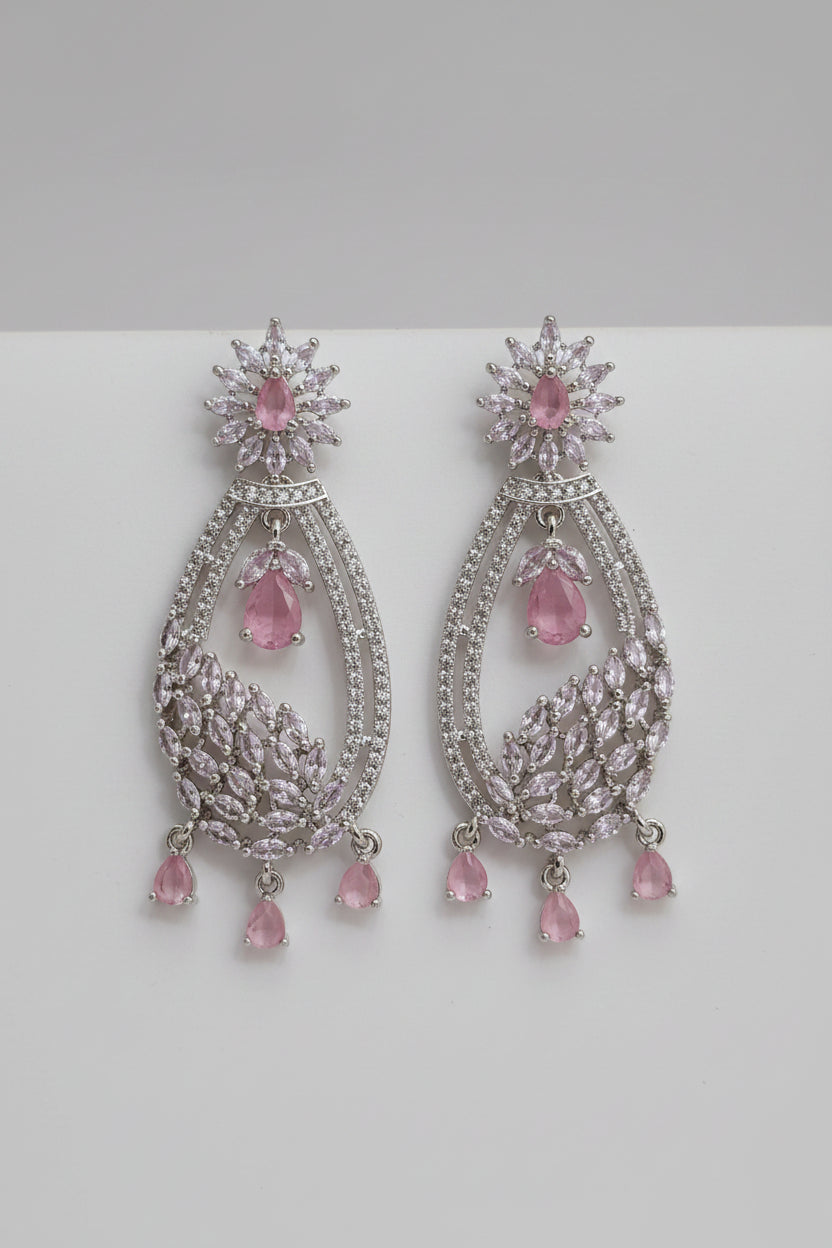 Verona American Diamond Earrings – Silver Green