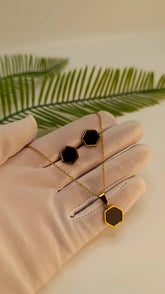 Necklace Set – Elegant Golden Black Finish