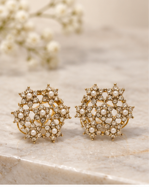 Quiver Pakistani Gold-Plated 24K Earrings – White