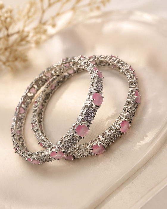 Aria American Diamond Bangle – Pink / Do