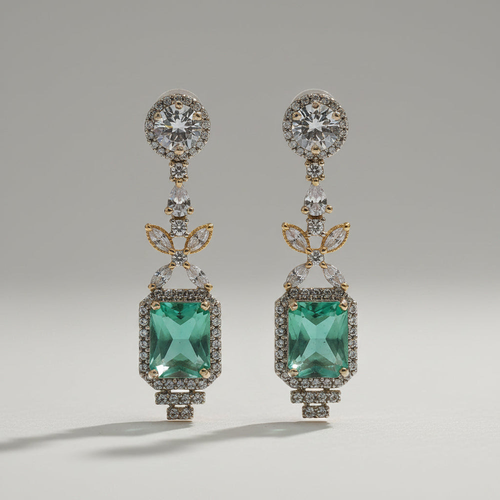 Meridian American Diamond Earrings – Silver Mint Green