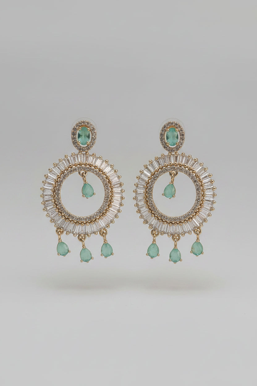 Halo American Diamond Earrings – White