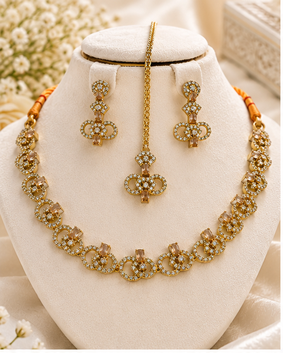 Evadne Necklace — Golden — NK-0012, photo 1