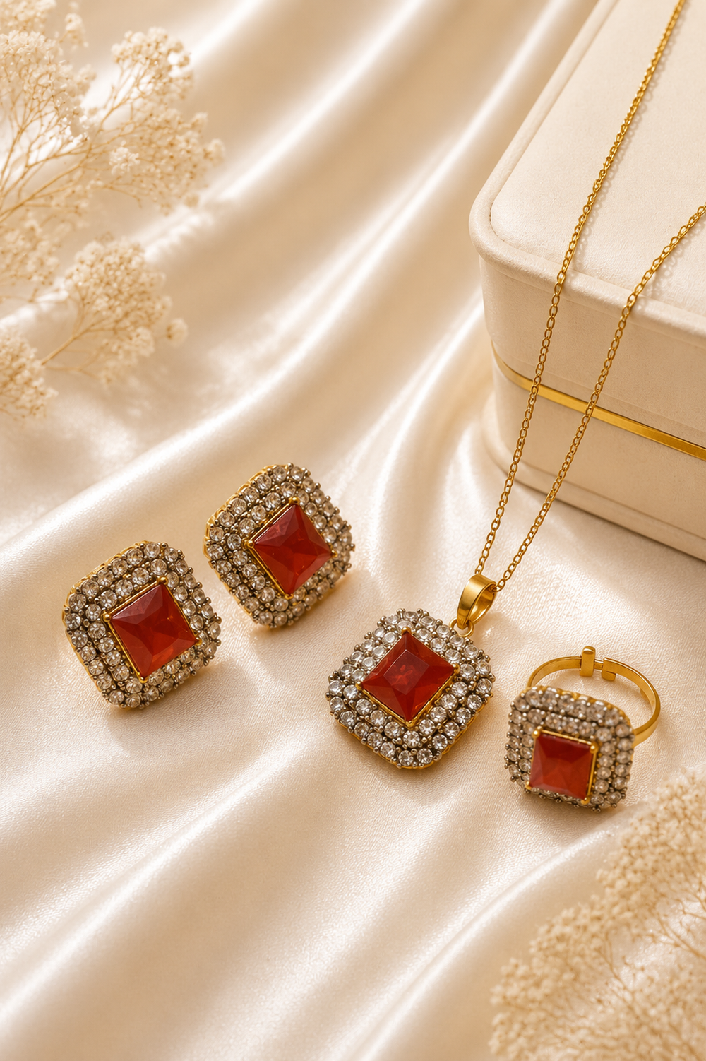 Solaine Gold-Plated Pakistani Locket Set