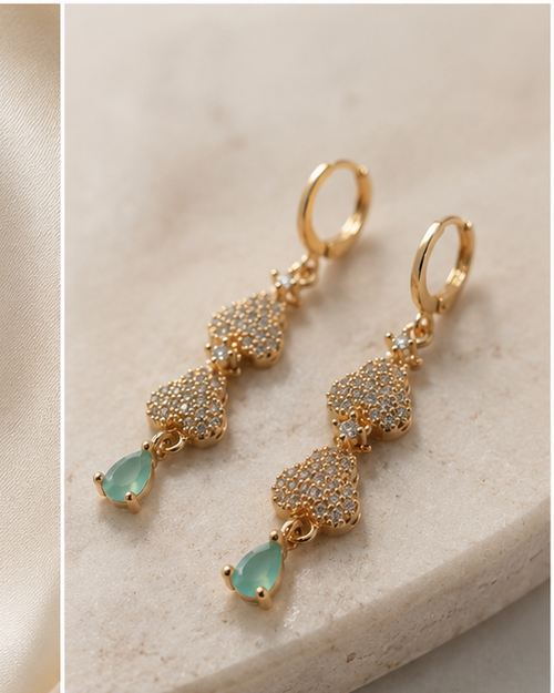 Marnie China Gold 24K Earrings – Golden Line Green